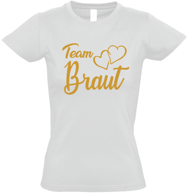 JGA T-Shirt weiß-gold Team Braut